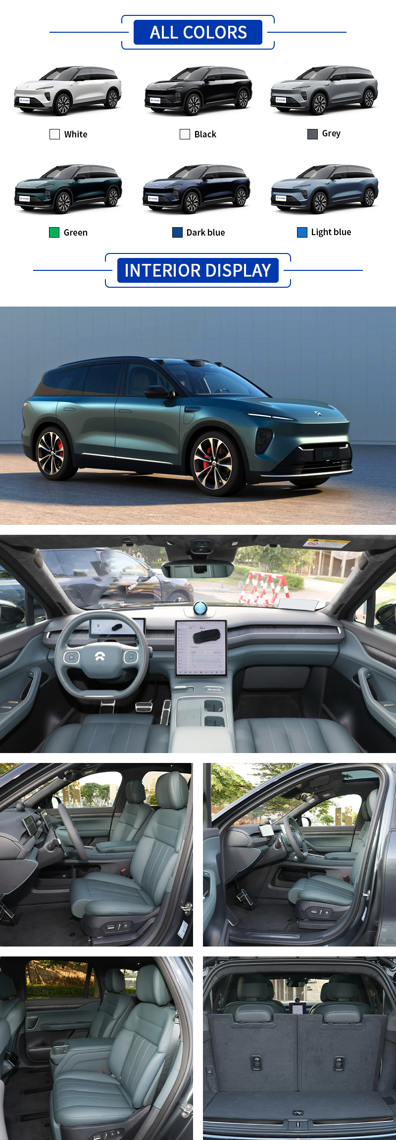 NIO ES8 All Colors,NIO ES8 All Interior Display